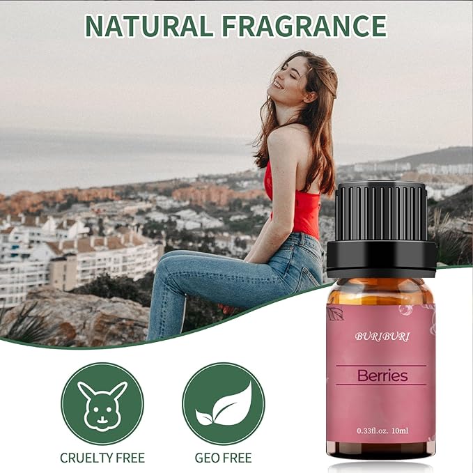 BURIBURI Berries Essential Oil 10ml Premium Grade Scented Oil Berries Fragrance Oil for Diffusers, Massage, Candle Making Soap Making BURIBURI