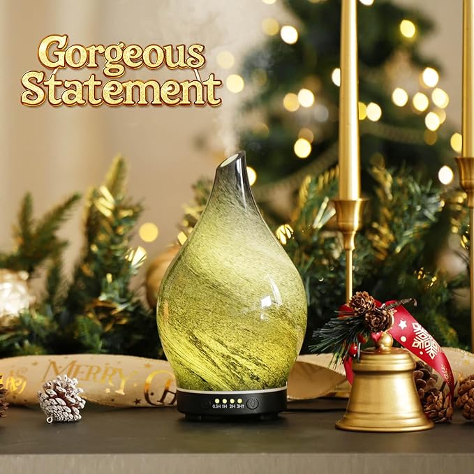 Porseme 150ml Essential Oil Diffuser Glass Color Changing Aroma Air Diffusers Aromatherapy Ultrasonic Cool Mist Humidifier 6 Running Hours Waterless Auto-Off for Sleeping Yoga Office Spa (Obsidian) - Bloomnest