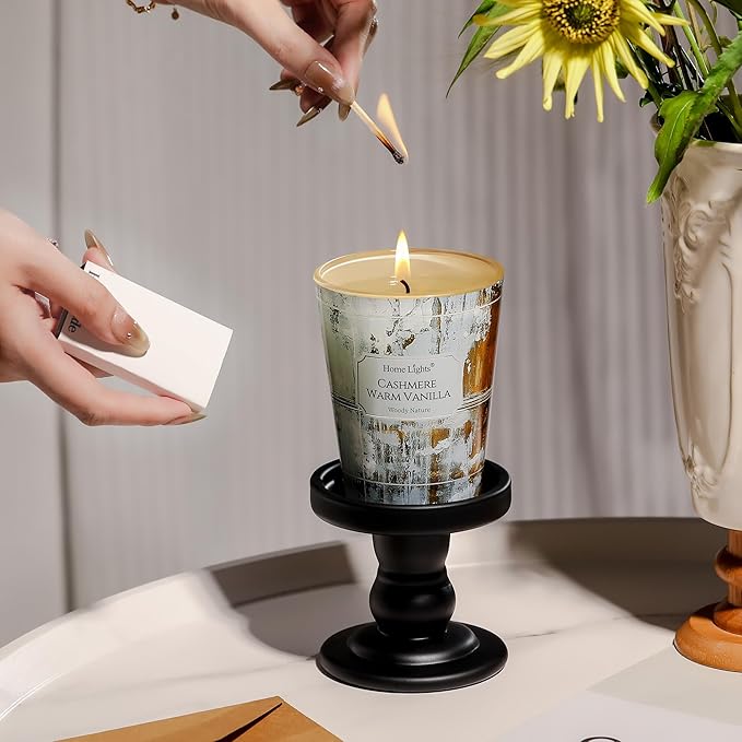 HomeLights Scented Candles for Women & Men, 6.7oz Candle Jars Aromatherapy Single Wick Candle, Ideal for Industrial Chic Home Decor and Gifts, Cashmere Warm Vanilla - Bloomnest