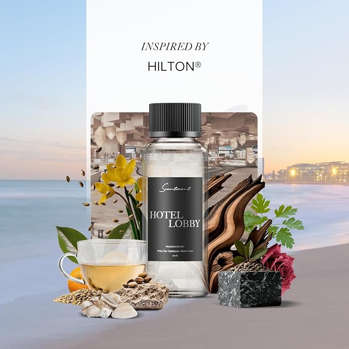 Scentiment Diffuser Oil - Hotel Lobby | Aromatherapy Fragrance Inspired by 5-Star Hotels | Luxurious Scent with Notes of White Tea, Bergamot, Orange Blossom, Amber & Marine (500ml) Scentiment