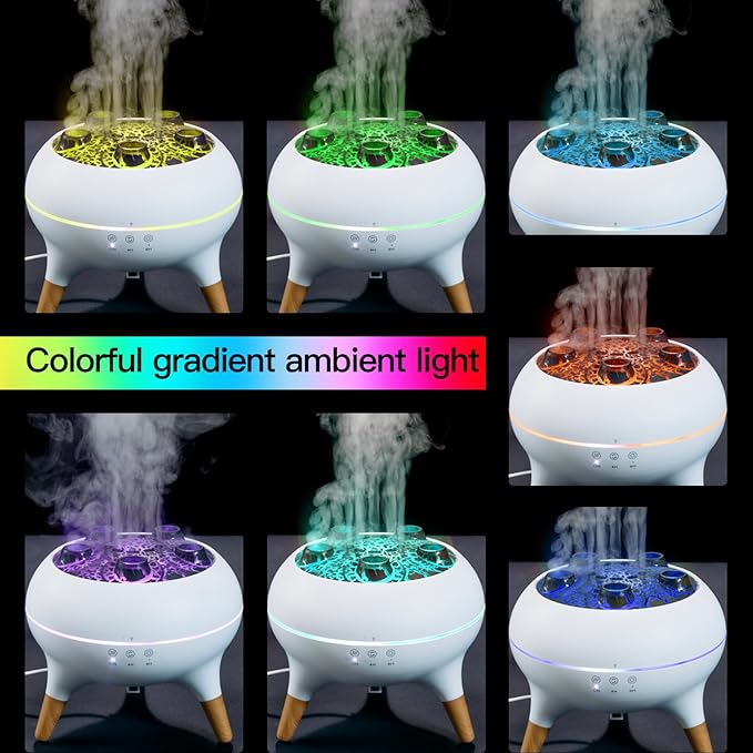 Essential Oil Diffuser 250ML,Jellyfish Diffuser Air Humidifiers Sound Pickup Ultrasonic Aromatherapy Diffuser Remote Control 7 Color Lights for Home Bedroom Office Hotel(White) - Bloomnest