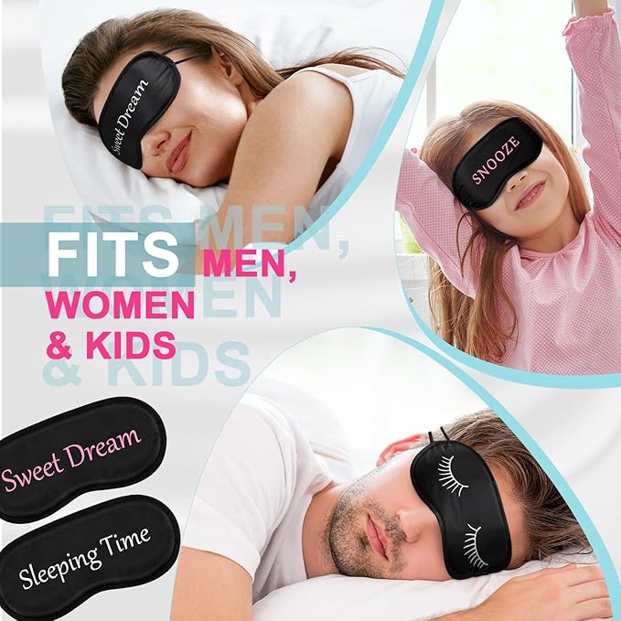 Eurzom 40 Pcs Funny Sleep Eye Mask Soft Night Sleep Mask Bulk for Sleeping Blackout Blindfolds with Adjustable Strap for Women Men Kids Travel Nap Meditation Party Gifts Favors(Mixed Colors) - Bloomnest