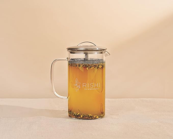 Rishi Tea Simple Brew Teapot - For 20oz Loose Tea Preparation, Built-in Strainer, Everyday Teaware, Easy to Clean, Borosilicate Glass, Enjoy Hot or Iced - 600ml - Bloomnest