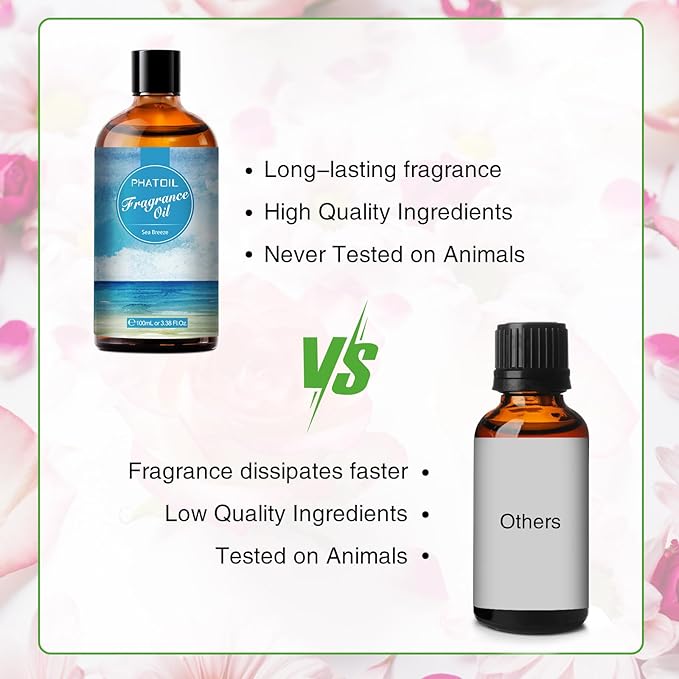 PHATOIL 3.38FL.OZ Sea Breeze Fragrance Oils for Aromatherapy, Essential Oils for Diffusers for Home, Perfect for Diffuser, DIY Candle and Soap Making, DIY Scented Products - 100ml - Bloomnest