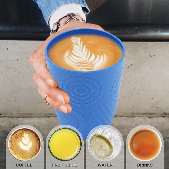 Wrova Wheat Straw Cups 16oz set of 8 - Alternative Plastic Cups Dishwasher Safe - Plastic Drinking Cups Unbreakable for Kids - Ocean Series - Bloomnest