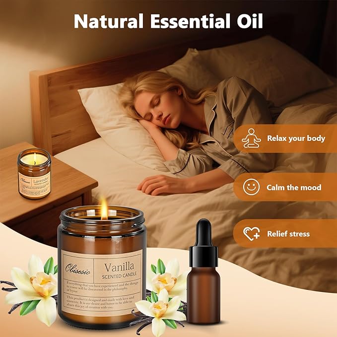 Candles for Home Scented, 2 Pack Scented Candles for Stress Relief & Self-Care, Aromatherapy Candle for Men and Women Birthday, Soy Sleep Jar Candle Set(Coffee & Vanilla) - Bloomnest