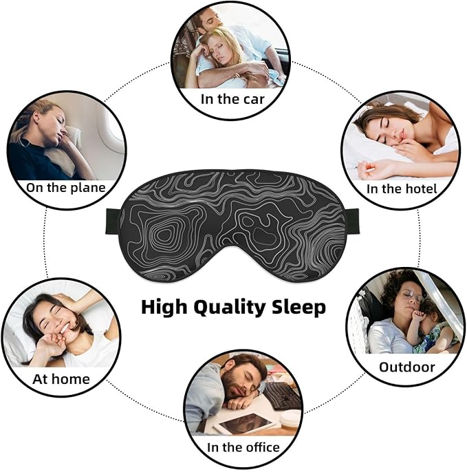 Sleep Eye Mask Topographic Map Sleep Mask for Women Men Comfortable Eye Mask with Adjustable Strap Soft Eye Cover Blindfold for Travel Yoga Nap Shift Work - Bloomnest