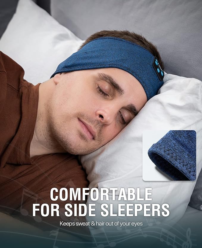 Perytong Sleep Bluetooth Headphones Headband, Sleep Headphones for Side Sleepers, Comfortable Sleeping Headband with Thin Wireless Earphones Microphone Handsfree Ideas for Women Men, PES01 - Bloomnest