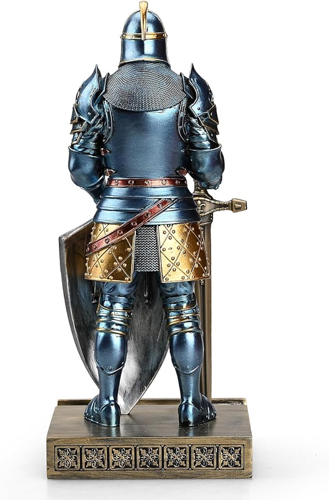 King's Guard Ornament Knight Statue for Desk, Desktop Accessories Pen Holder Pen Stand Paperweight for Office and Home (Blue)