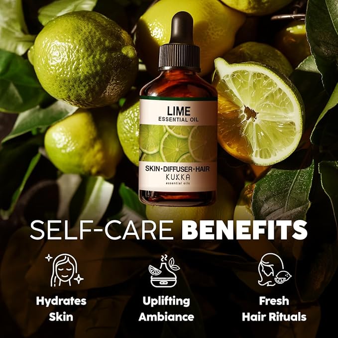 KUKKA Lime Essential Oils - 4 Fl Oz - for Hair, Skin, Diffuser, Aromatherapy & DIY Soap Making Scent - Bloomnest