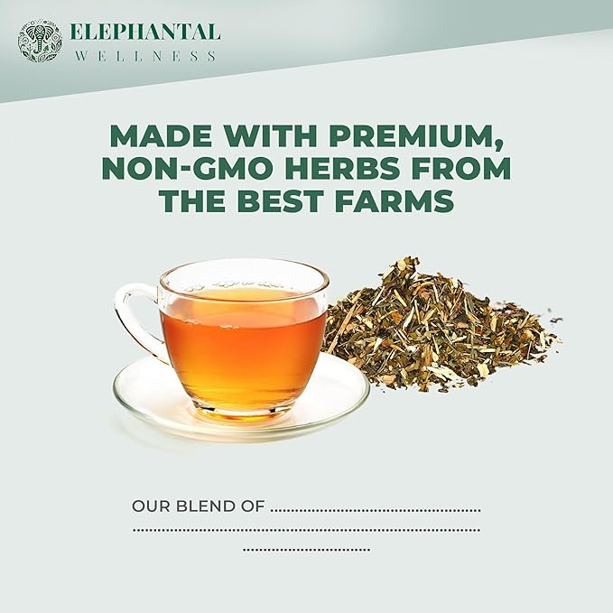 Elephantal Wellness Premium Kidney Herbal Tea | Urinary Tract & Kidney Support with Dandelion, Gravel Root, Goldenrod & Marshmallow | Handmade, Caffeine-Free, Non-GMO Loose Leaf Blend, 2oz, 20 Servings - Bloomnest