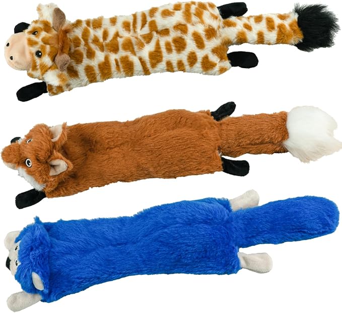 SHARLOVY Dog Squeaky Toys No Stuffing 3 Pack, Plush Crinkle Dog Toys for Large Breed, Durable Doggie Chew Cute Animals Puppy Toy for Teething - Bloomnest