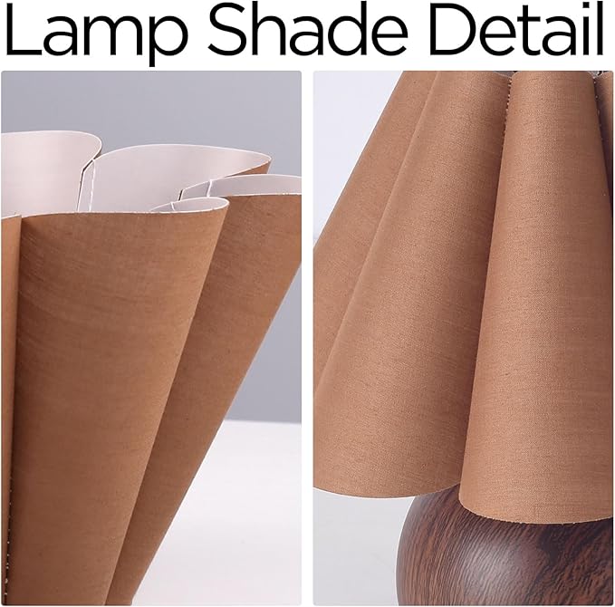 KUNJOULAM Cute Small Table Lamp, Modern Bedside Nightstand Lamp with Coffee Fabric Lampshade, Metal Base for Bedroom Home Office Decor (Without Buld) - Bloomnest