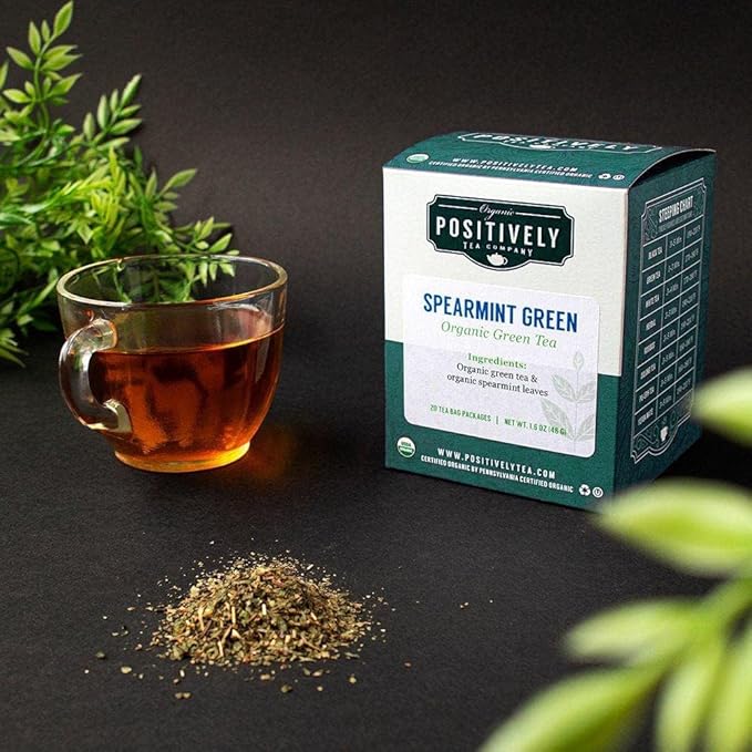 Organic Positively Tea Company, Spearmint Green Tea Bags, 20 Count - Bloomnest