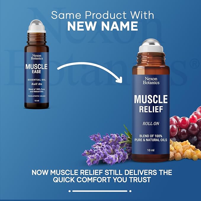 Muscle Relief Essential Oil Roll-On 10 ml - Pure Natural Blend for Sore Muscles, Aches & Recovery - Easy Roller for Athletes & Active Lifestyles - Nexon Botanics NexonBotanics