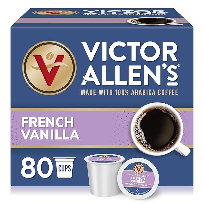 Victor Allen's Coffee French Vanilla Flavored, Medium Roast, 80 Count, Single Serve Coffee Pods for Keurig K-Cup Brewers - Bloomnest