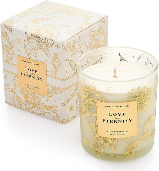 M&SENSE Holiday Scented Candle Gift for Women and Men - Rose Scent, 10 oz Soy Wax, Birthday, Holiday,Christmas,New Year Gift - Bloomnest