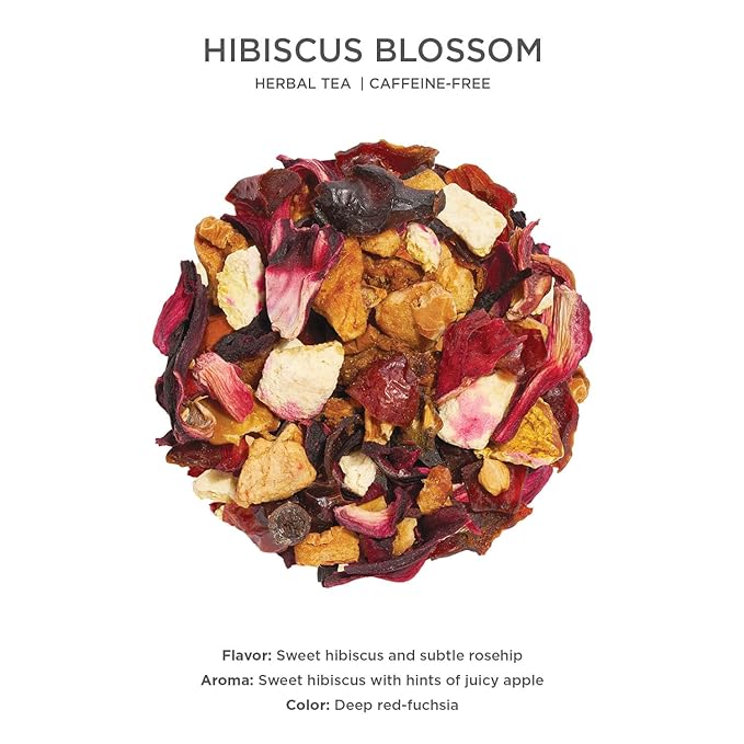 Tea Forte Hibiscus Blossom Premium Loose Leaf Caffeine-Free Herbal Tea Blend Canister, Makes 35-50 Cups - Bloomnest