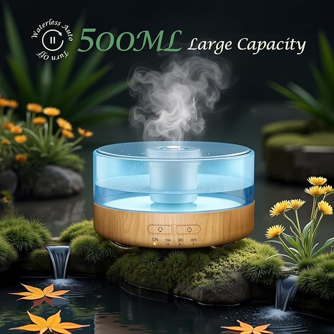 Essential Oil Diffuser for Home: 500ML Aroma Diffuser for Hotel Office Yoga Room - Humidifier with 9 Colors LED Night Light for Kids/Women Home Relaxation,Orange Yellow - Bloomnest