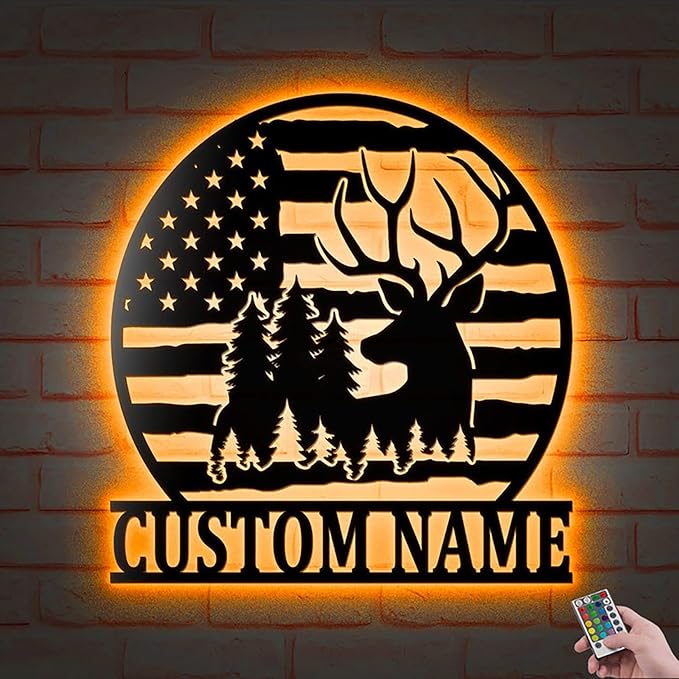 Lovely POD Personalized Hunting Metal sign, Hunting Art, Custom Turkey Hunting V1 Metal Wall Art Led Light, Personalized Hunter Name Sign Decoration For Home, Turkey Hunting Home Decor Housewarming - Bloomnest