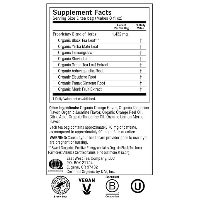 Yogi Sweet Tangerine Positive Energy, 16 Tea Bags, Packaging May Vary (Pack of 1) - Bloomnest