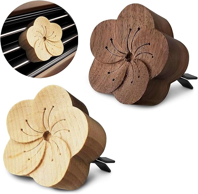 2 Pcs Car Diffusers for Essential Oils – Wooden Car Essential Oil Diffuser Vent Clip with Magnetic Clip, Easy to Use for Refreshing Your Space – Vintage Design for Aromatherapy at Home & in Car - Bloomnest