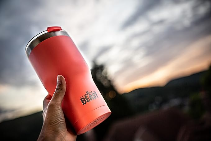 Beast 20 oz Tumbler Stainless Steel Vacuum Insulated Coffee Ice Cup Double Wall Travel Flask (Coral Pink) - Bloomnest