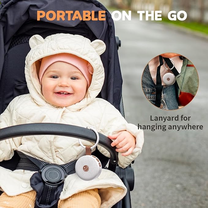 Mini Sound Machine Portable Baby White Noise Machine Brown Noise Machine with 30 Soothing Sounds for Kids Adults Auto-Off Timer 32 Volume Levels Battery Sleep Machine for Home Office Privacy & Travel