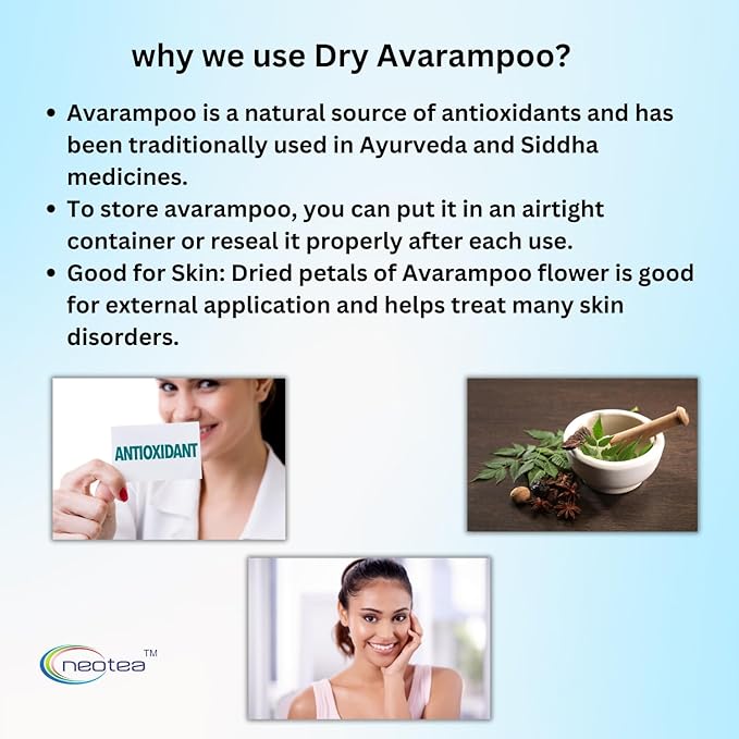 Neotea Dry Avarampoo | Tanner's Cassia | Senna Auriculata | 100% Natural & Sun-Dried Herbal Flower | Supports Glowing Skin & Overall Wellness | Ideal for Tea & Skin Care Remedies (300 GM) - Bloomnest