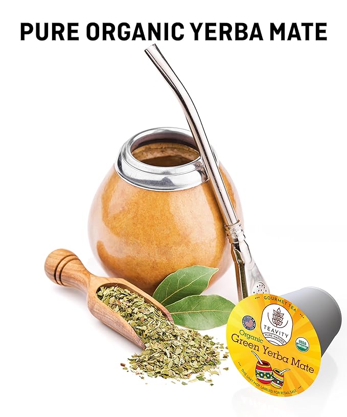Organic Yerba Mate Tea Pods for Keurig - Green, Unsmoked Yerba Mate by Teavity (12 Tea Pods) - Bloomnest