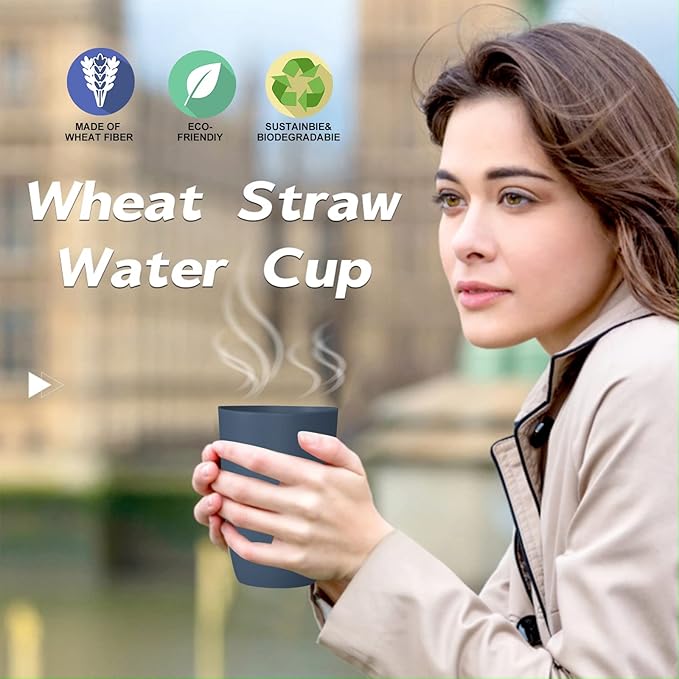 Wheat Straw Cups 8 PCS Good Alternative to Plastic Reusable Cups 20 oz Unbreakable Drinking Cup Reusable Dishwasher Safe Water Plastic Glasses Colorful Series - Bloomnest