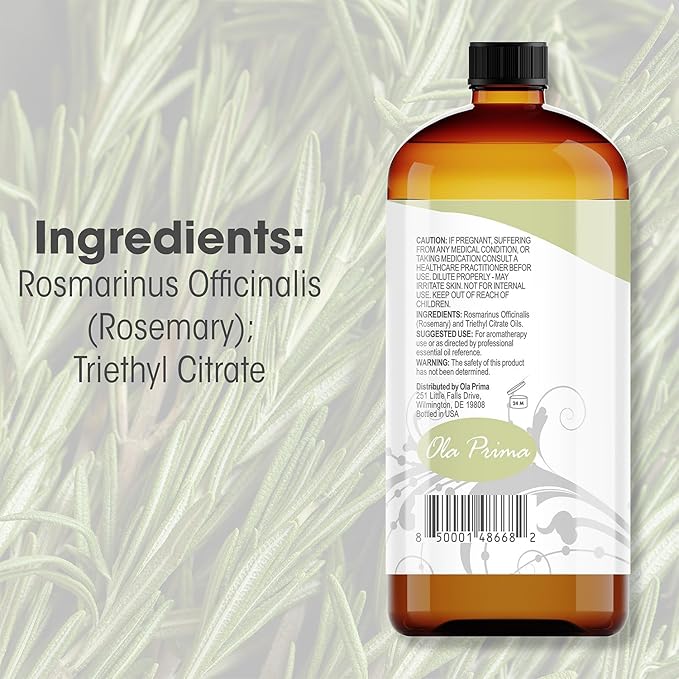 Ola Prima Rosemary Essential Oil (16oz Bulk) for Aromatherapy, Diffuser, Mood Booster – Rosemary Oil for Hair Growth - Bloomnest