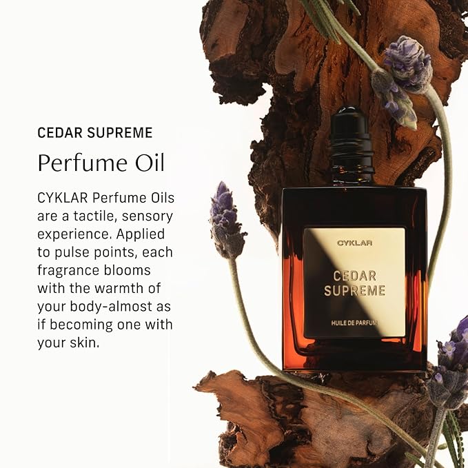 CYKLAR Perfume Oil Roll-On. Travel-Friendly Cedar Supreme Fragrance With Bergamot, Lavender, and Cedarwood. Long-Lasting Essential Oil Parfum For Women and Men. 0.5 Fl Oz Scented Rollerball Bottle Cyklar