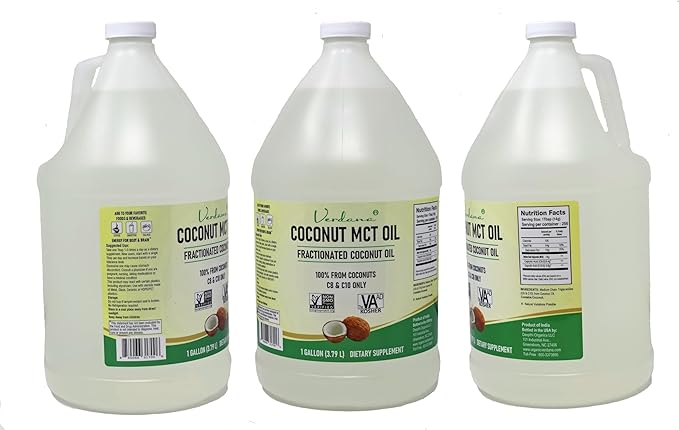 Verdana Coconut MCT Oil 1 Gallon – Food Grade for Keto Coffee, Unflavored Natural Oil Pulling Mouthwash, Massage, Aromatherapy – 100% from Coconut - Medium Chain Triglycerides – Non-GMO, Kosher