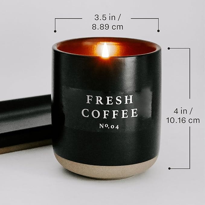 Sweet Water Decor Fraser Fir Soy Candle | Cypress, Evergreen, Cedar, and Fir Balsam Scented Candles for Home | 12oz Black Stoneware Jar, 60+ Hour Burn Time, Made in The USA - Bloomnest