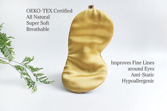 Premium Handcrafted 25 Momme Mulberry Silk Eye Mask for Sleeping (Golden Honey) - Bloomnest