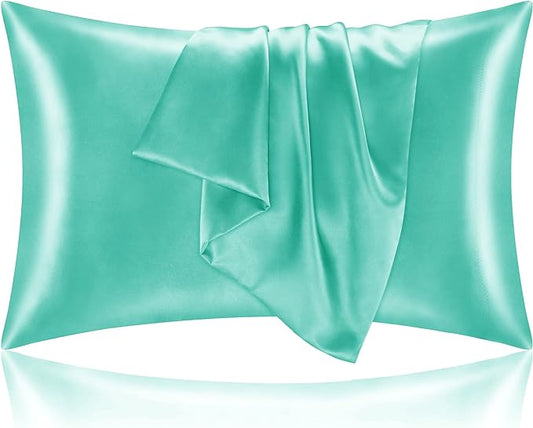 BEDELITE Satin Pillowcase for Hair and Skin, Super Soft and Cooling Similar to Silk Pillow Cases 2 Pack with Envelope Closure, Gift for Women Men(20"x40" King Size, Turquoise) - Bloomnest