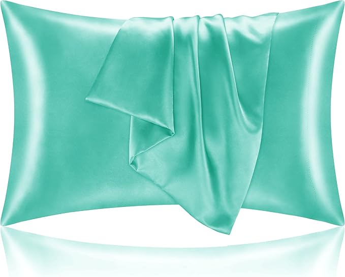 BEDELITE Satin Pillowcase for Hair and Skin, Super Soft and Cooling Similar to Silk Pillow Cases 2 Pack with Envelope Closure, Gift for Women Men(20"x30" Queen Size, Turquoise) - Bloomnest