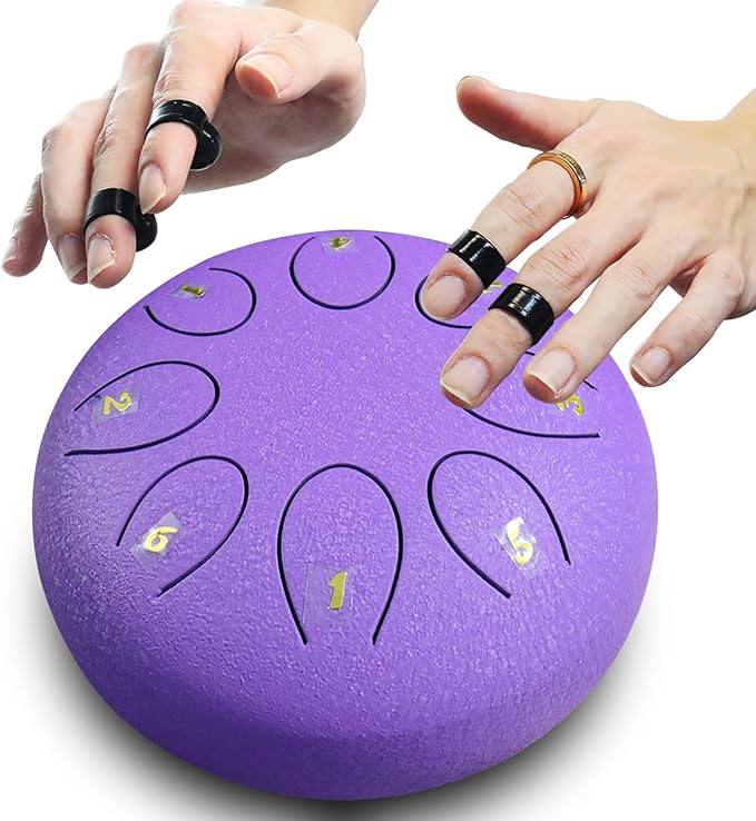 REGIS Steel Tongue Drum 6 inch 8 Notes Musical Percussion Instrument, rain Drum for Outside - Musician Gift for Family and Friends(Lavende)