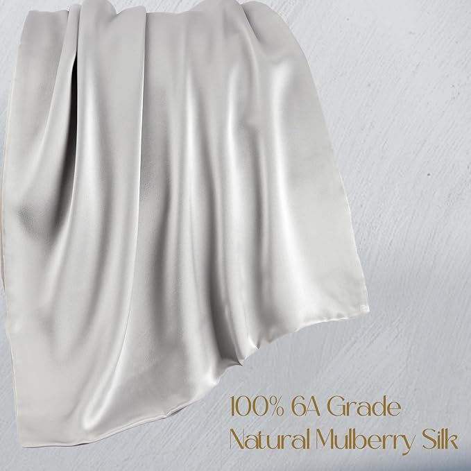 ZIMASILK 100% Pure Mulberry Silk Pillowcase for Hair and Skin Health,Soft and Smooth,Both Sides Premium Grade 6A Silk,600 Thread Count,with Hidden Zipper,1pc(Standard 20''x26'',Light Grey) - Bloomnest