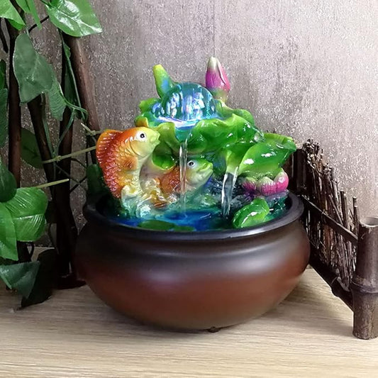 Fish Indoor Relaxation Desktop Fountains Humidifying Tabletop Water Fountain Indoor Office Decorations Waterfall Fountain for Office Living Room - Bloomnest