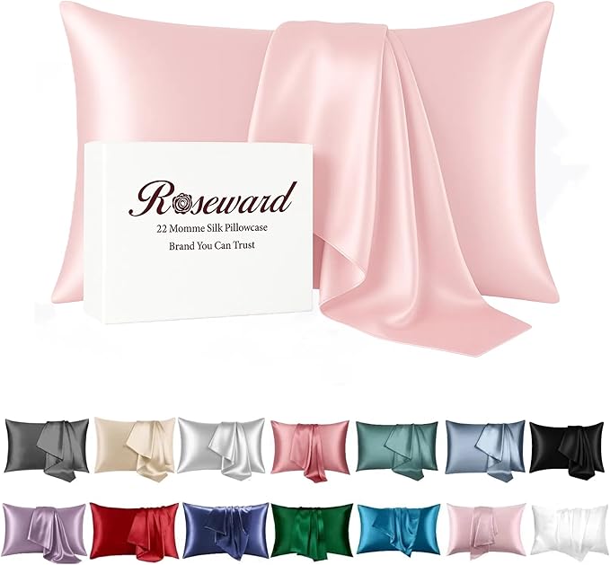 Pink Silk Pillowcase - Certified 22 Momme Organic Mulberry Silk, Silky Pillow Cases for Beauty Sleep, Anti-Wrinkle, Girly Gifts for Women, Premium Self Care Item, 1 Pc 20"x36" (King, Pink) - Bloomnest