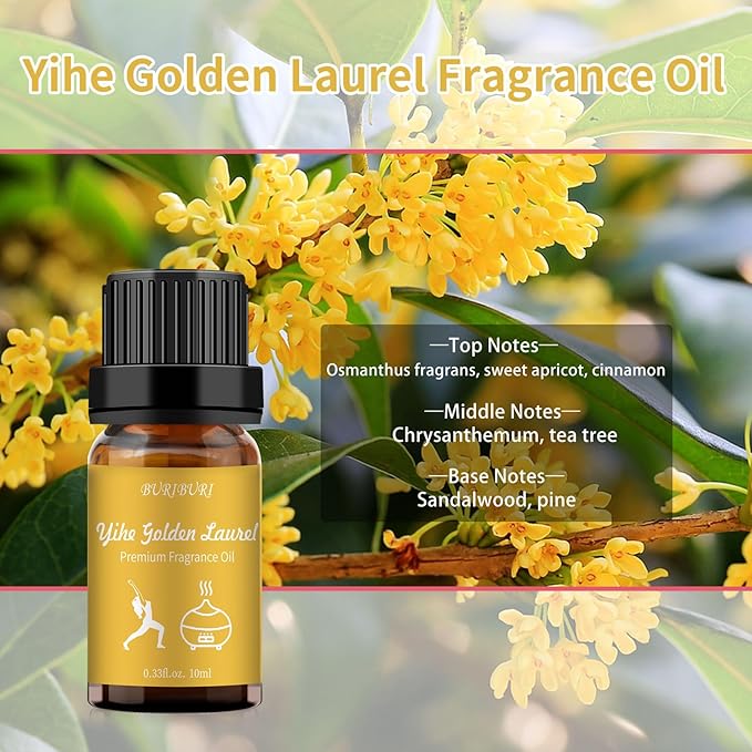 BURIBURI Hotel Scent Essential Oil, Lifestyle Hotel Collection Fragrance Aromatherapy Oil Blends, Air Freshener Hotel Collection Diffuser Oil - Yihe Golden Laurel BURIBURI