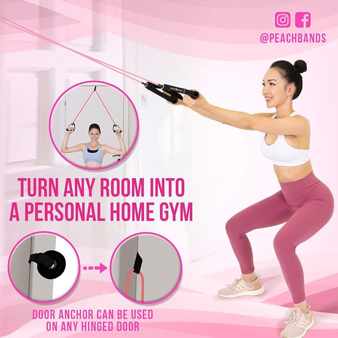 Peach Bands Resistance Tube Bands Set - Exercise Bands with Handles, Door Anchor and Workout Guide - Bloomnest