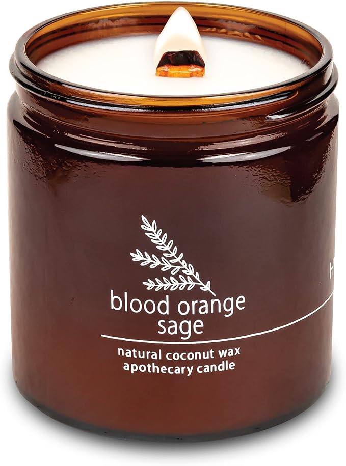 Hemlock Park Crackling Wood Wick Candle Handcrafted with Natural Coconut Wax (Large 16 oz, Blood Orange Sage) - Bloomnest