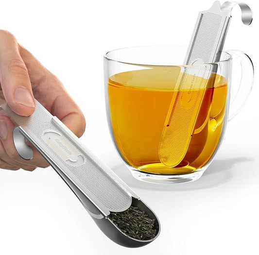 Tea Infuser for Loose Leaf Tea, 2-in-1 Tea Filter & Scoop Fine Mesh Tea Strainers for Loose Tea Single Cup, 304 Stainless Steel Loose Leaf Tea Steeper Tea Diffusers for Loose Tea
