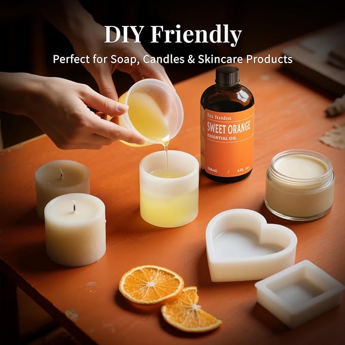 SU JUABA Orange Essential Oil 4 Fl Oz, 100% Pure Natural for Mood Boost, Diffuser, Skin Care, Aromatherapy- 118ML Bloomnest