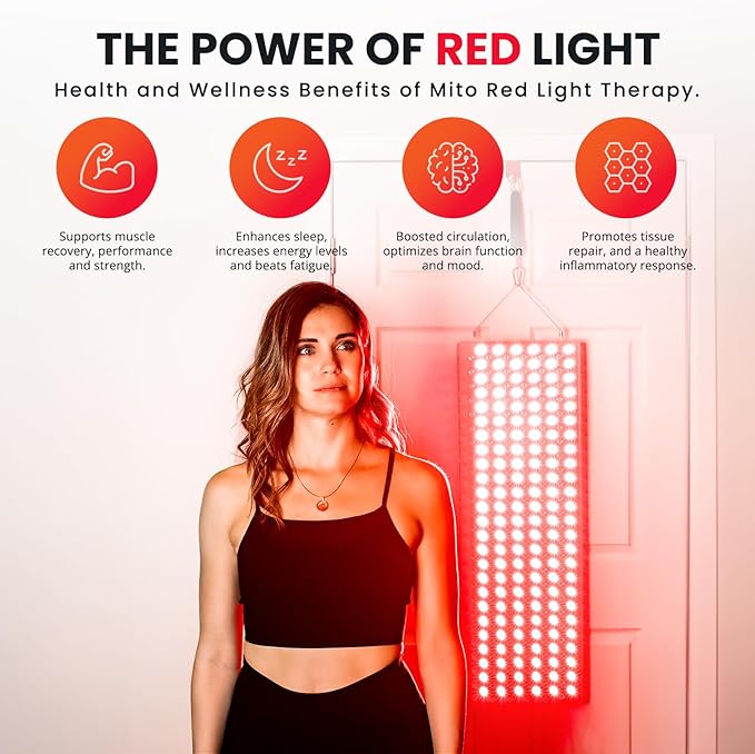 Mito Red Light - MitoMEGA 2.0 Red Light Panel - Red Light Therapy for Face and Neck – Red Light Therapy Panel - Red Light & Near Infrared Red Light Therapy - At-Home Red Light Therapy for Body MitoRedLight