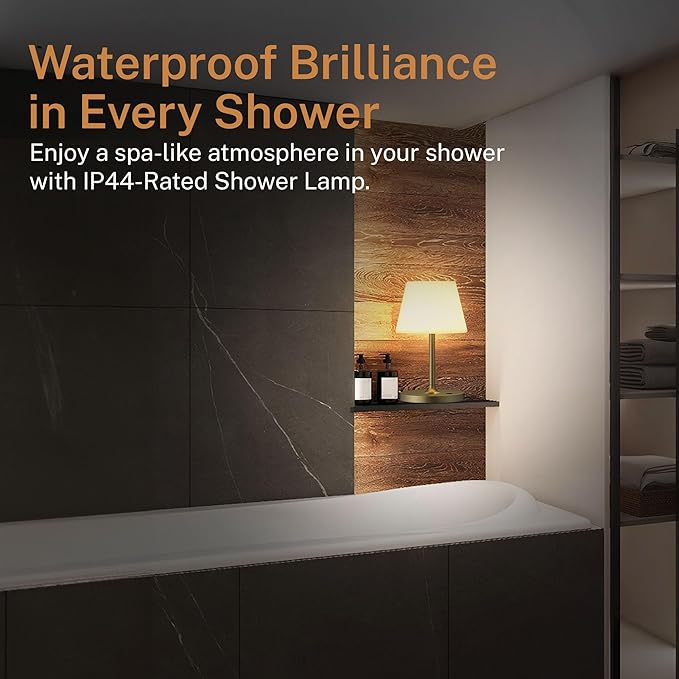 Cordless Lamp, 5000mAh Battery Operated Rechargeable Table Lamp with Power Bank, Touch Dimmable 3 Color Temperatures, IP44 Waterproof Shower Lamp for Kitchen, Bathroom, Indoor Or Outdoor Use 9.6in - Bloomnest