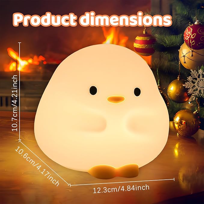 Cute Duck Night Light for Kids,Duck Squishy Lamp for Girls,Super Cute & Soft Touch Silicone Lamp for Bedrooms Nursery,Unique Kids Room Decor Gift Toy for Boys Girls Women(2 Levels) - Bloomnest
